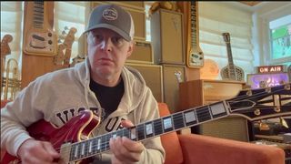 A still from Joe Bonamassa's BB King-inspired lesson in Guitar World issue 602.