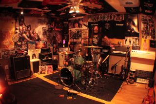 Tony Reed in his basement studio