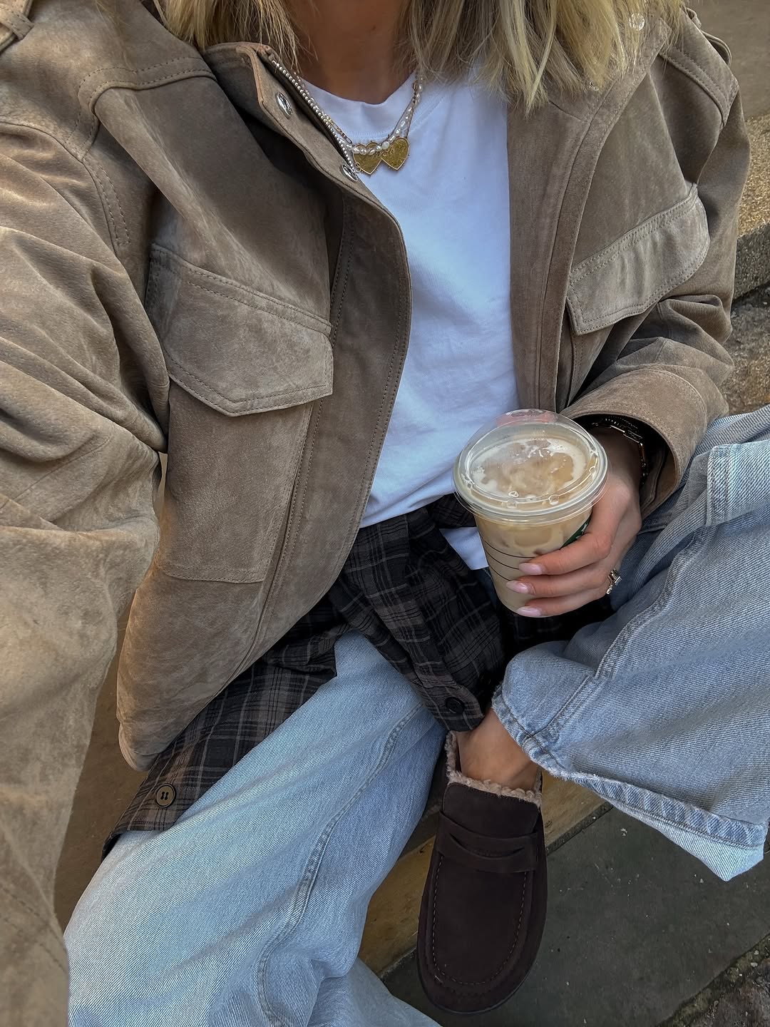 woman wearing clog outfit winter 2025