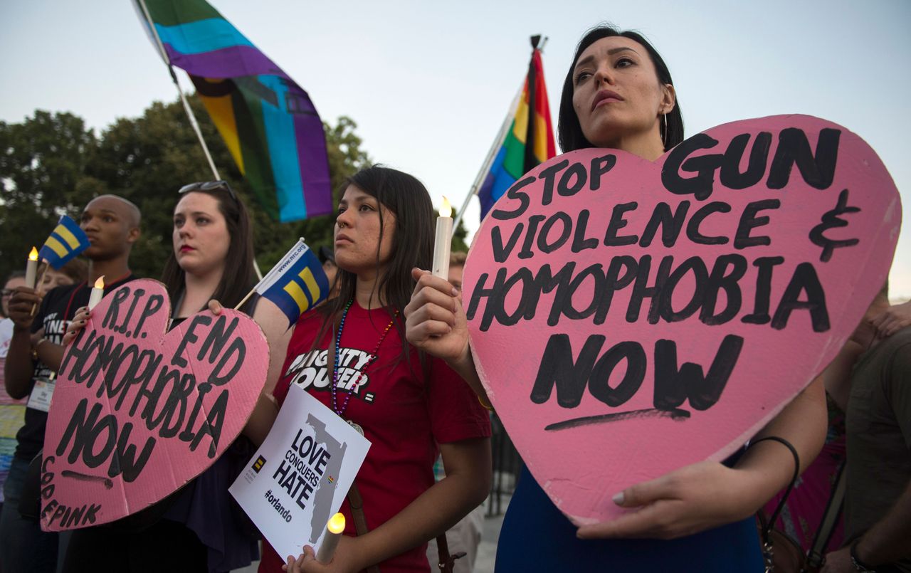 Mourners grieve following the Orlando shooting