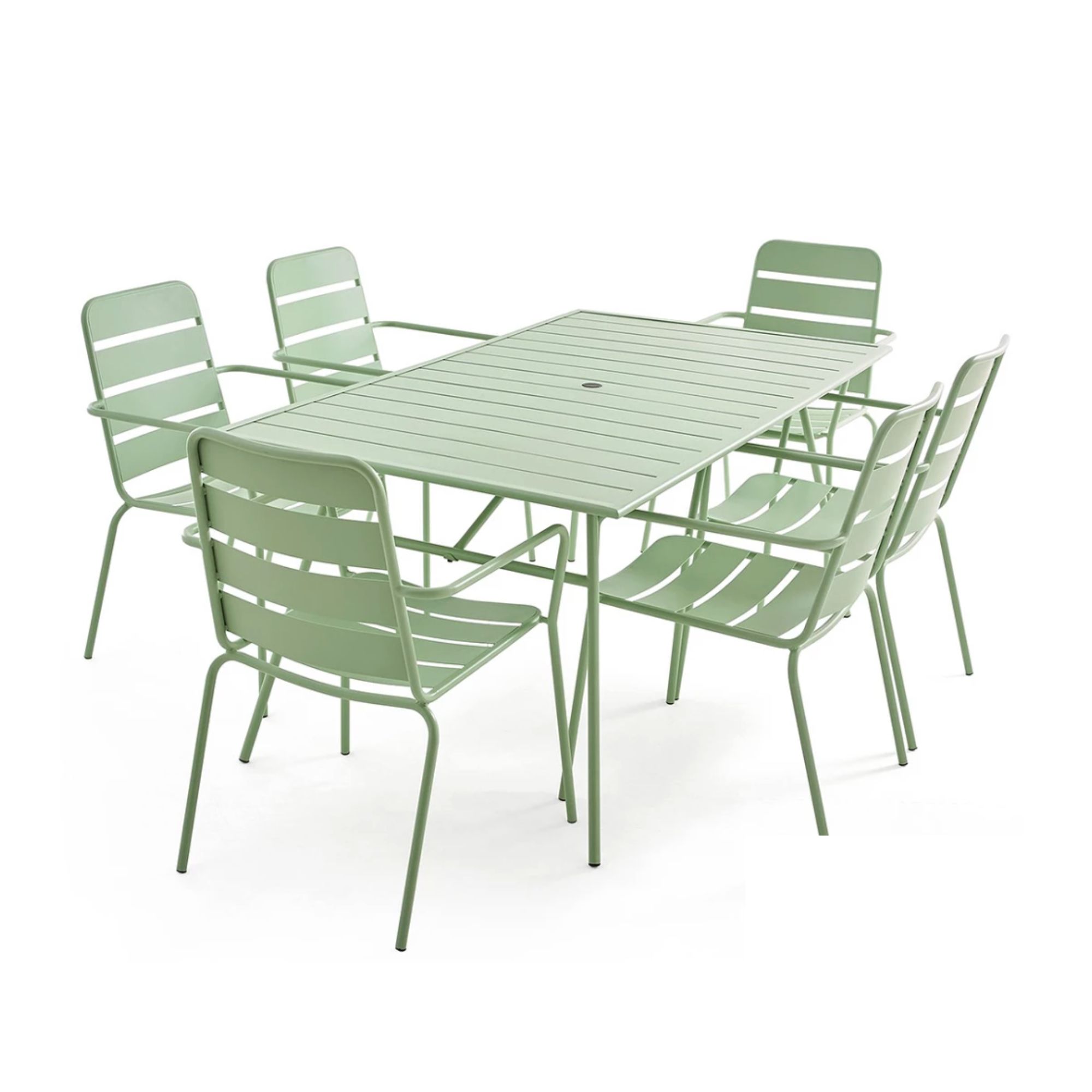 Palma 6 Seater Patio Set - Soft Green - dining table and chairs set in metal