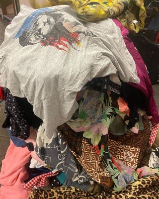 pile of vintage clothing at Squaresville in Los Angeles