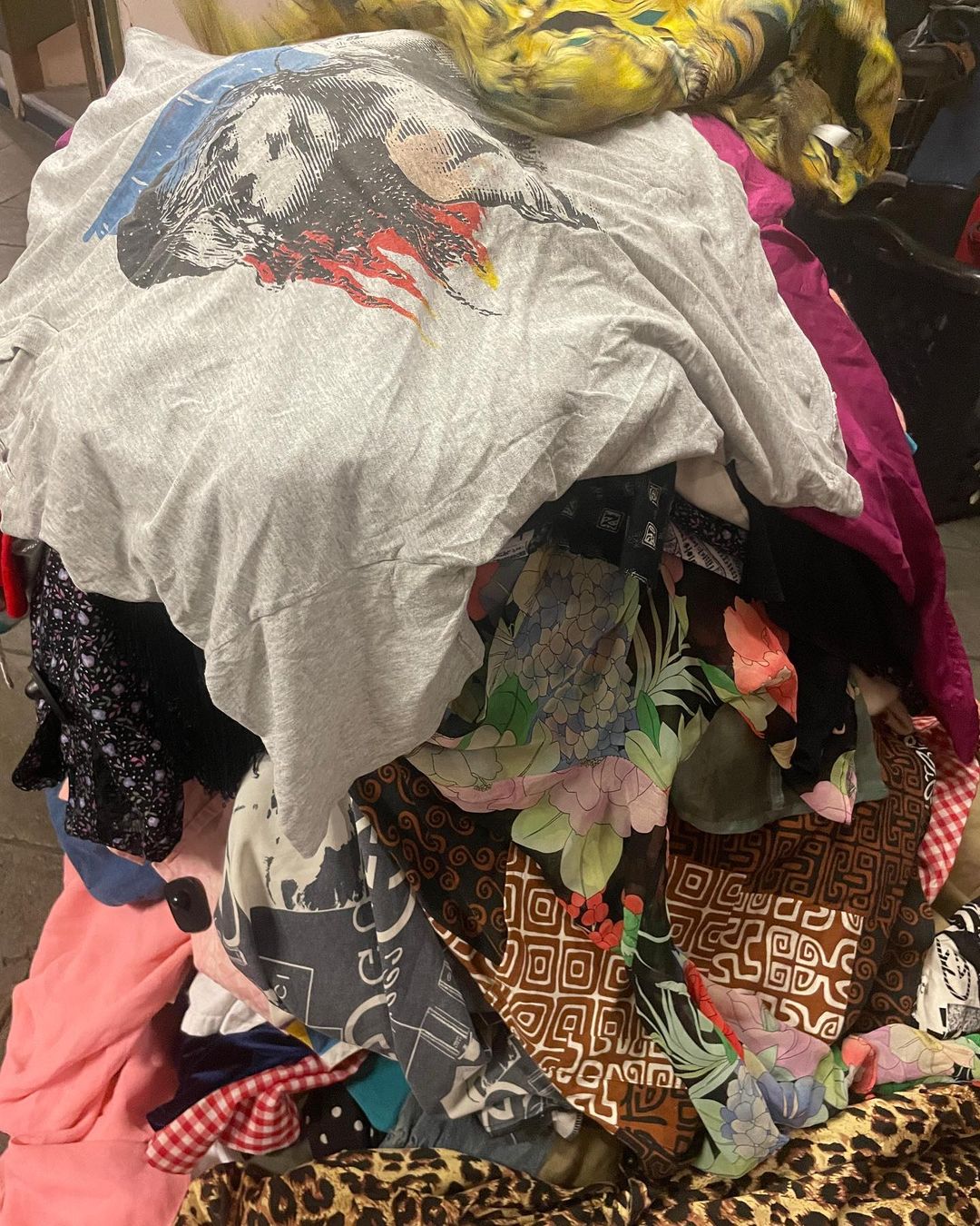 pile of vintage clothes at Squaresville in Los Angeles