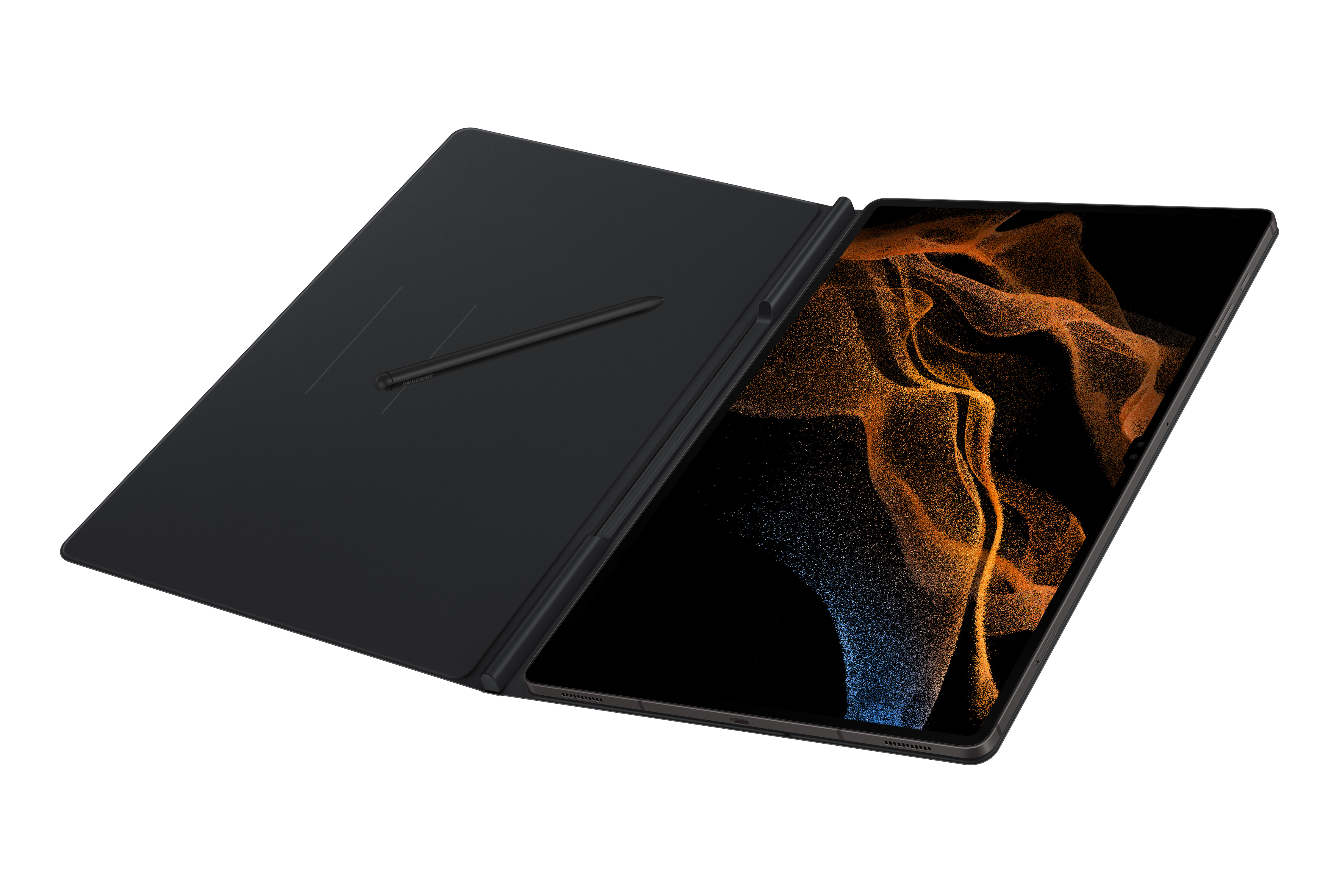 O Galaxy Tab S8 Ultra com uma capa estilo livro