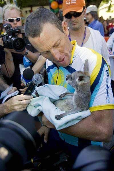 Armstrong gets friendly with the locals.