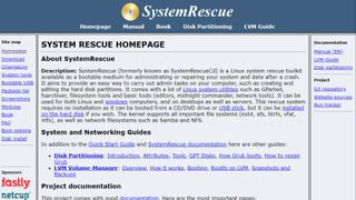 Website screenshot for SystemRescue