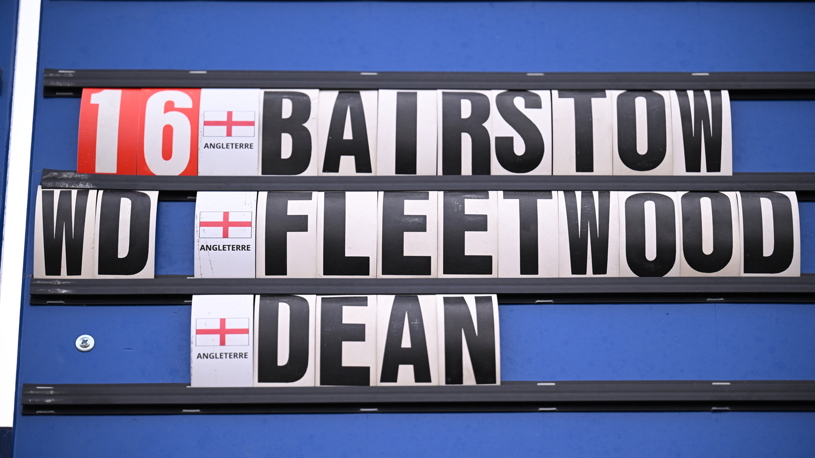 A scoreboard with names on it