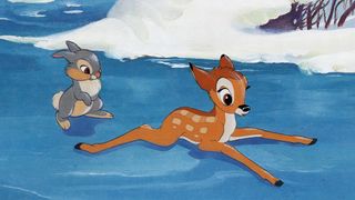 (R, L) Bambi and Thumper on the ice in Bambi