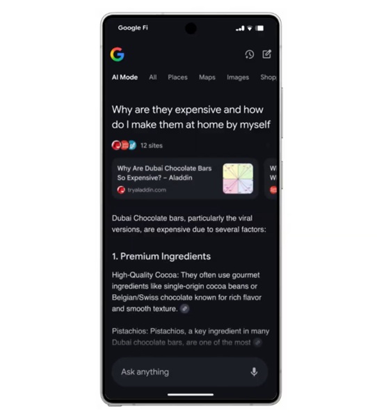Google's AI Mode now appears in Circle to Search queries.