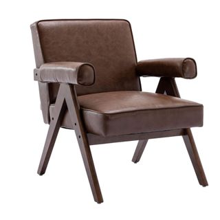 LIFEISLE Stylish Armchair Accent Chair in brown faux leather
