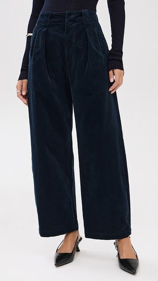 Citizens of Humanity Cara Cropped Pleated Corduroy Trousers