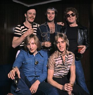 Ronno (front right) with Mott The Hoople in Copenhagen, Denmark, in October 1984
