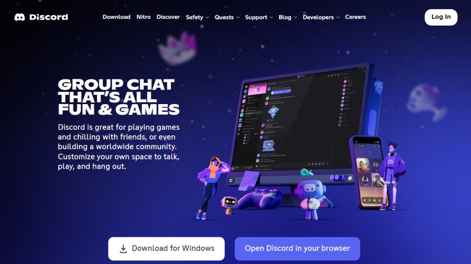 Website screenshot of Discord (February, 2026)