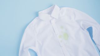 Oil stain on white shirt
