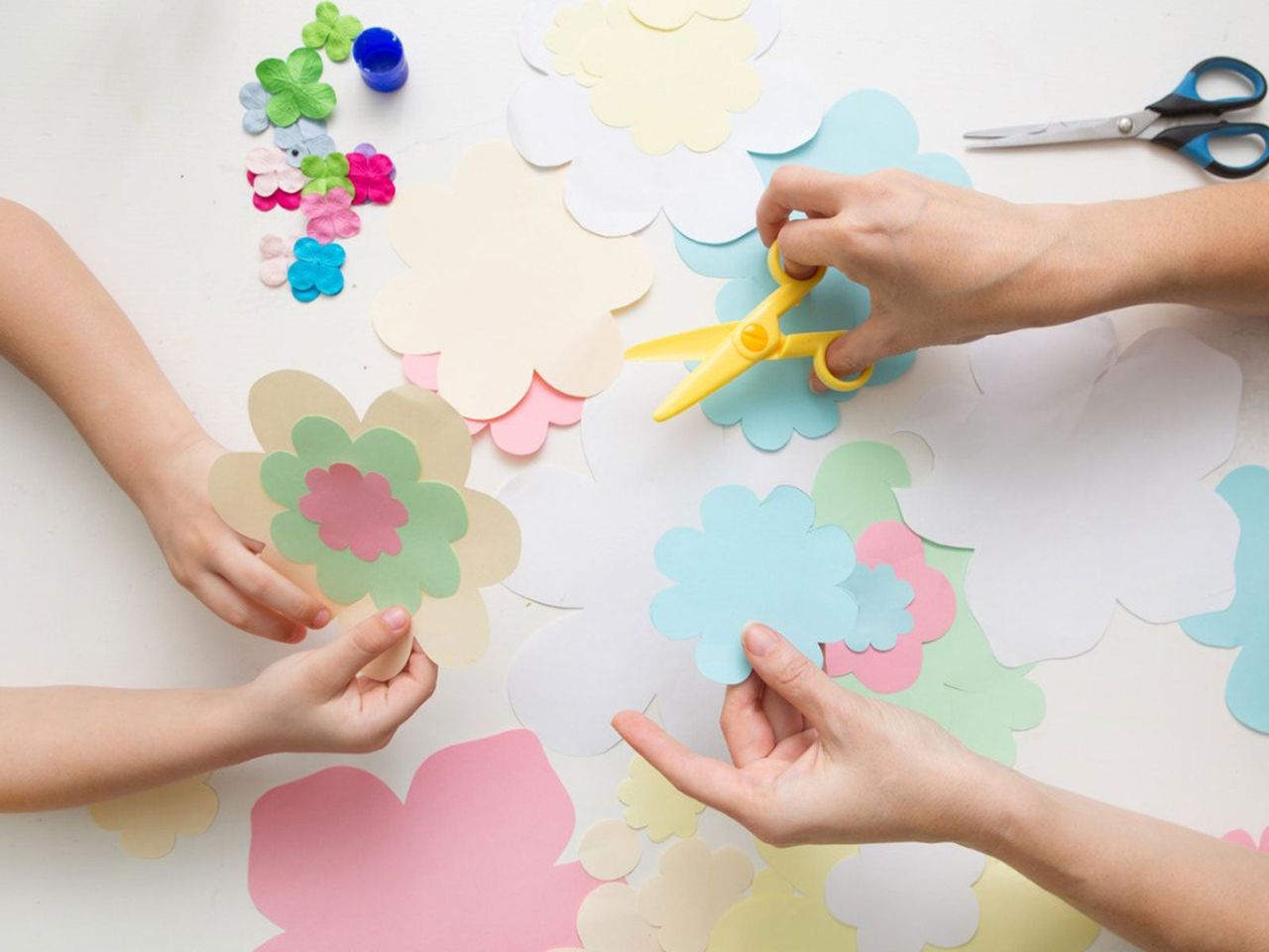 Kids Cutting Paper Flower Crafts