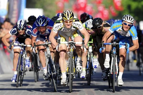 Andr&eacute; Greipel (Team HTC - Columbia) powers to the finish line in Fethiye.