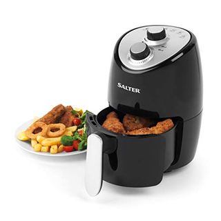 Salter Ek2817 2l Compact Air Fryer - Hot Air Circulation, Removable Non-Stick Cooking Rack, Adjustable Temperature Up to 200°c, 30 Minute Timer, 1000w, Small & Single Person Household