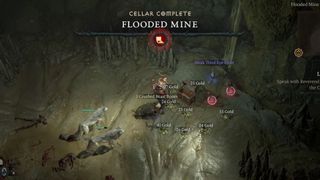 Diablo 4 Crushed Beast bones and other loot spilling out of a chest in a flooded mine