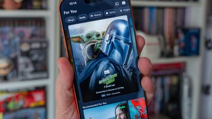 Disney+ running on iPhone 17 Pro Max &ndash; held in hand