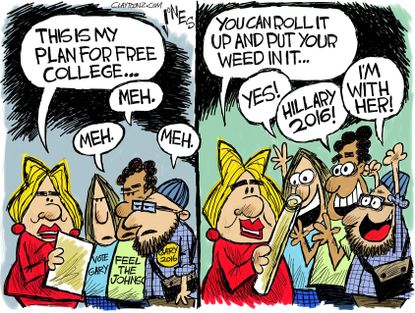 Political cartoon U.S. 2016 election millennial voters