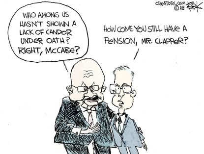 Political cartoon U.S. Andrew McCabe James Clapper under oath