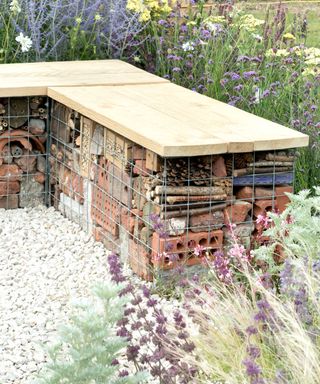 bench with bug hotel