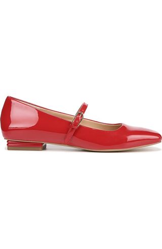 Franco Sarto red Tinsley Square Toe Mary Jane Flat on white background