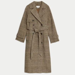 M&S Checked Longline Trench Coat