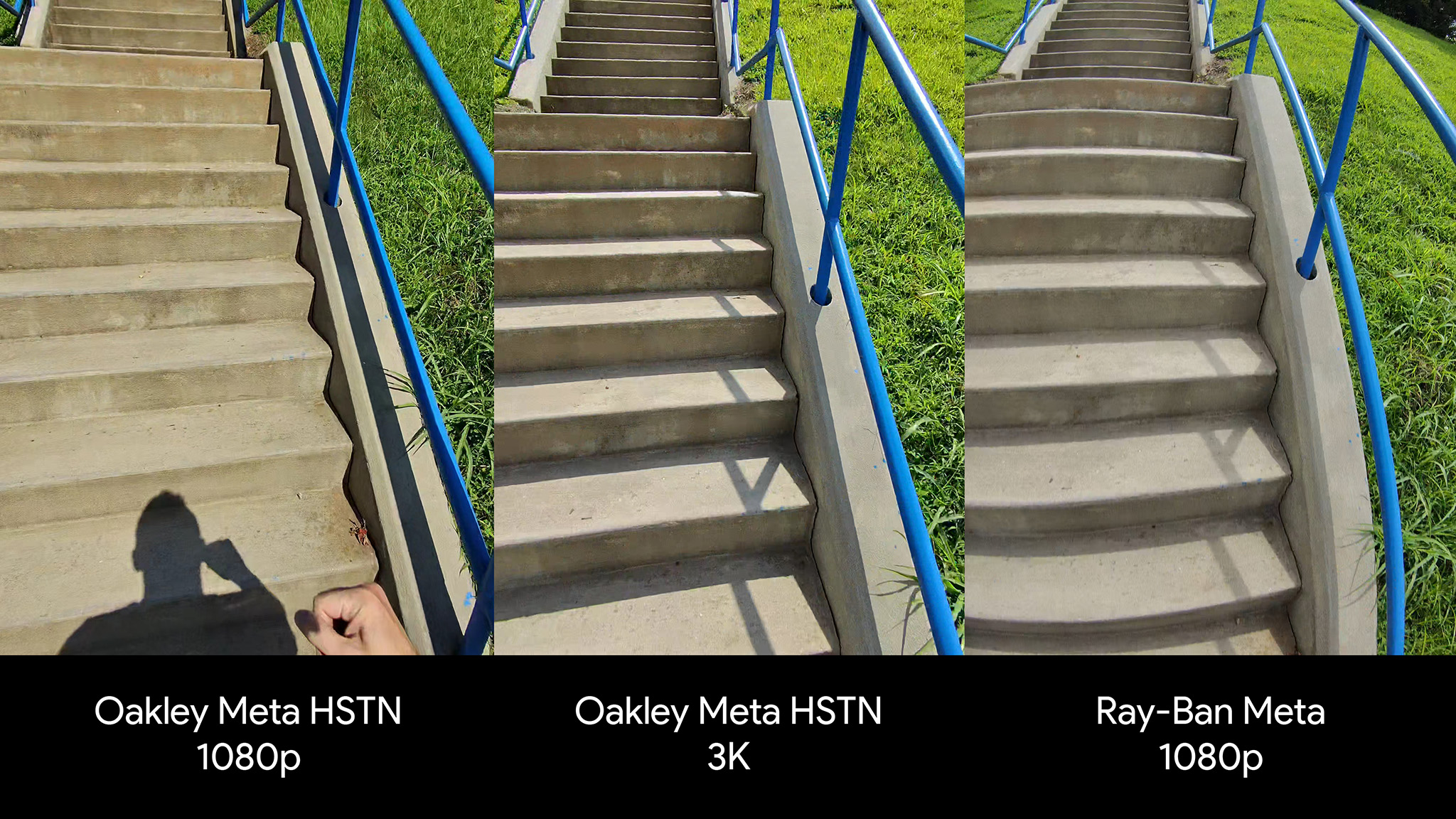 Comparing the fisheye effect on Ray-Ban Meta Smart Glasses video with the more correct video shape on Oakley Meta HSTN smart glasses