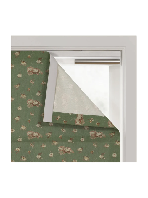 Print Linen Cotton Cordless Roman Shade in MM-F04 Olive