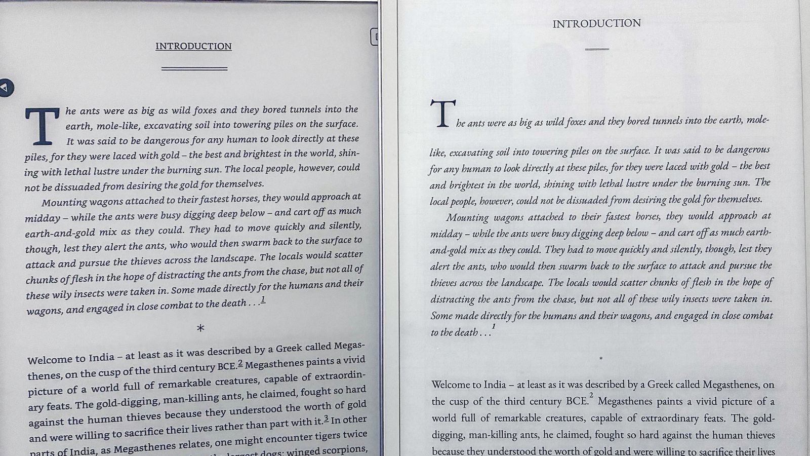 Contrast difference on text displayed on the ViWoods AiPaper and the Kindle Scribe (2024)