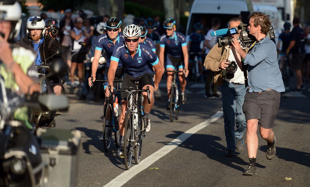 Lance Armstrong was back on the roads of France for a charity ride.