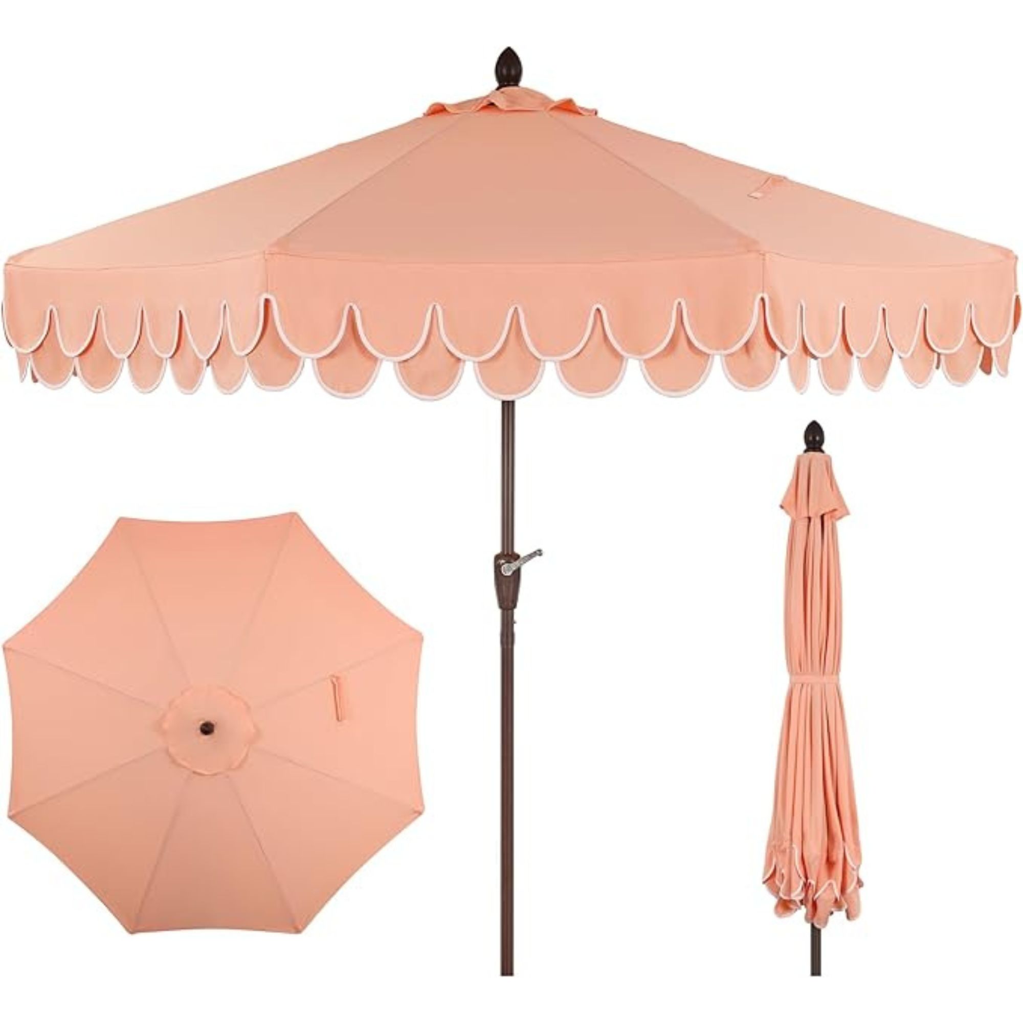 JONATHAN Y Scalloped Fringe Market Umbrella 