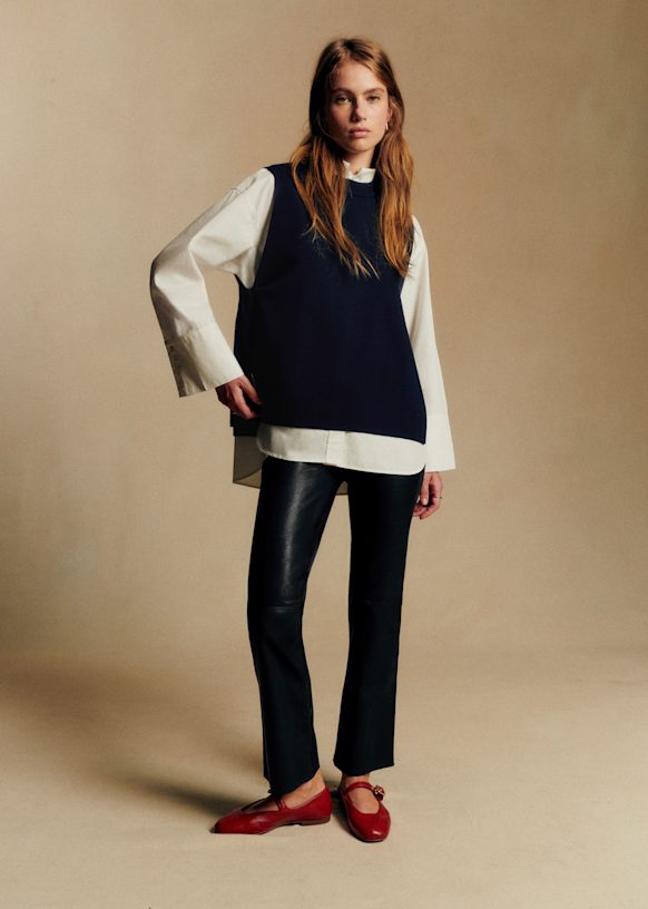 Ciara Trousers - Smooth Black Leather - Lamb Leather - S&amp;eacute;zane