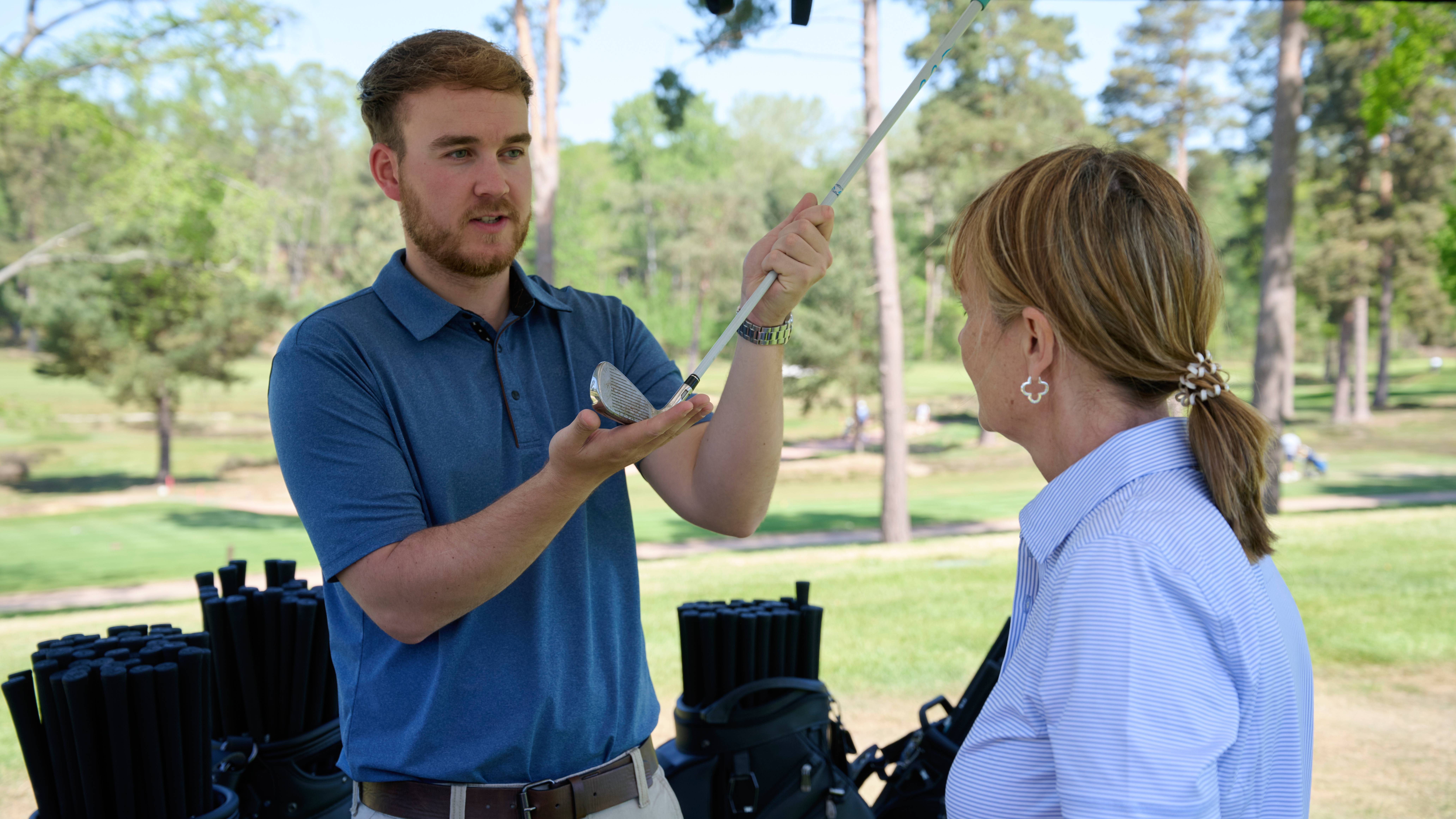 A PXG fitter explains to Alison Root how her dynamic lie angle is having a negative effect on her iron shots