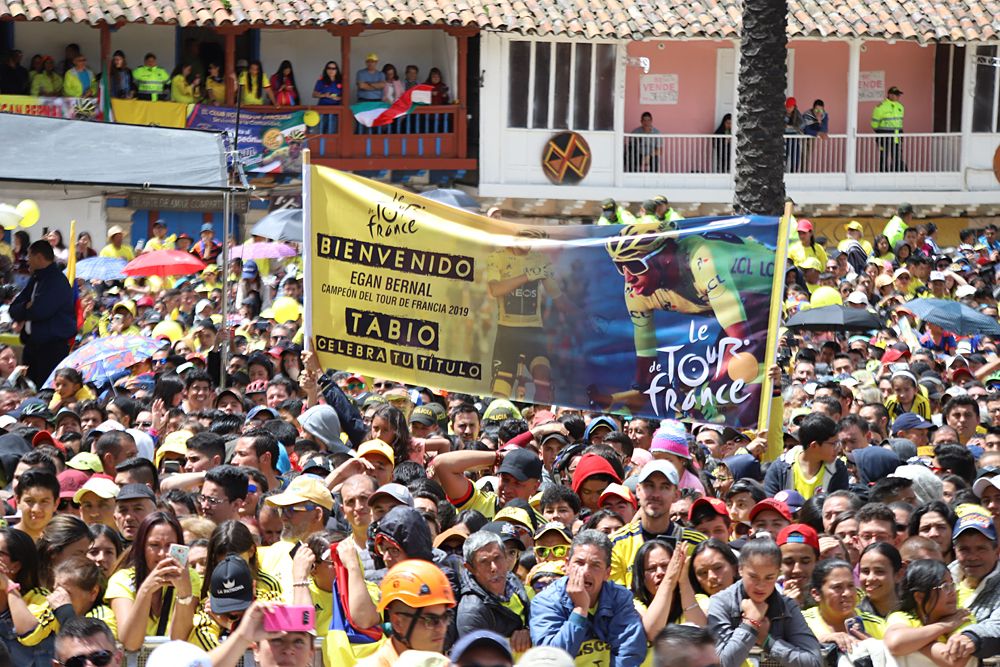 Egan Bernal is welcomed home in Zipaquir&aacute; in Wednesday