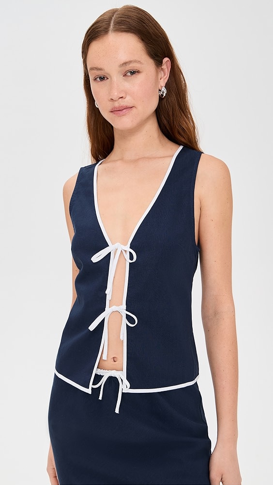 Onia Air Linen Tie Front Tank