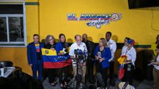 Venezuelan community leaders protest against Trump's removal of TPS in Doral, Florida, on Feb. 3, 2025.