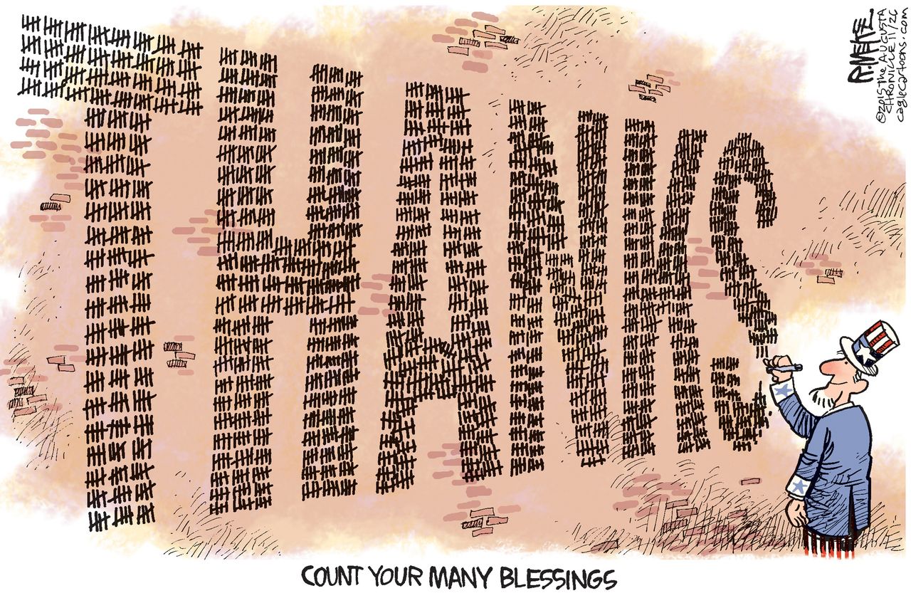 Editorial cartoon U.S. Thanksgiving Blessings