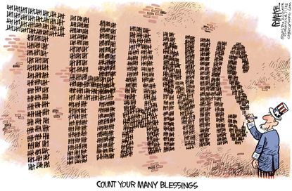 Editorial cartoon U.S. Thanksgiving Blessings