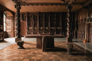 Chatsworth house oak room with works by faye toogood