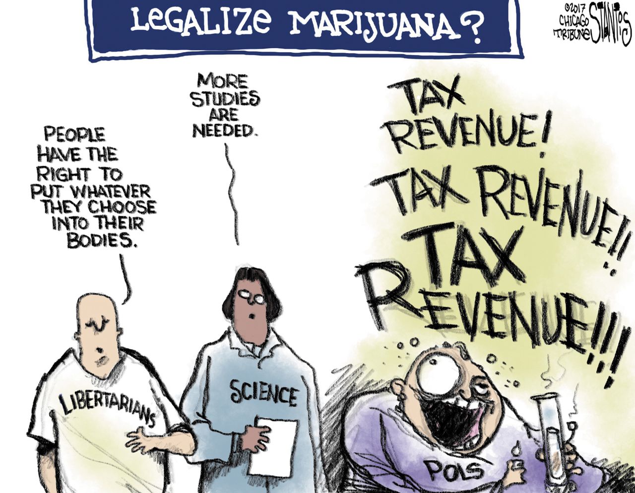 Political Cartoon U.S. Marijuana legalization Libertarians Science tax ...