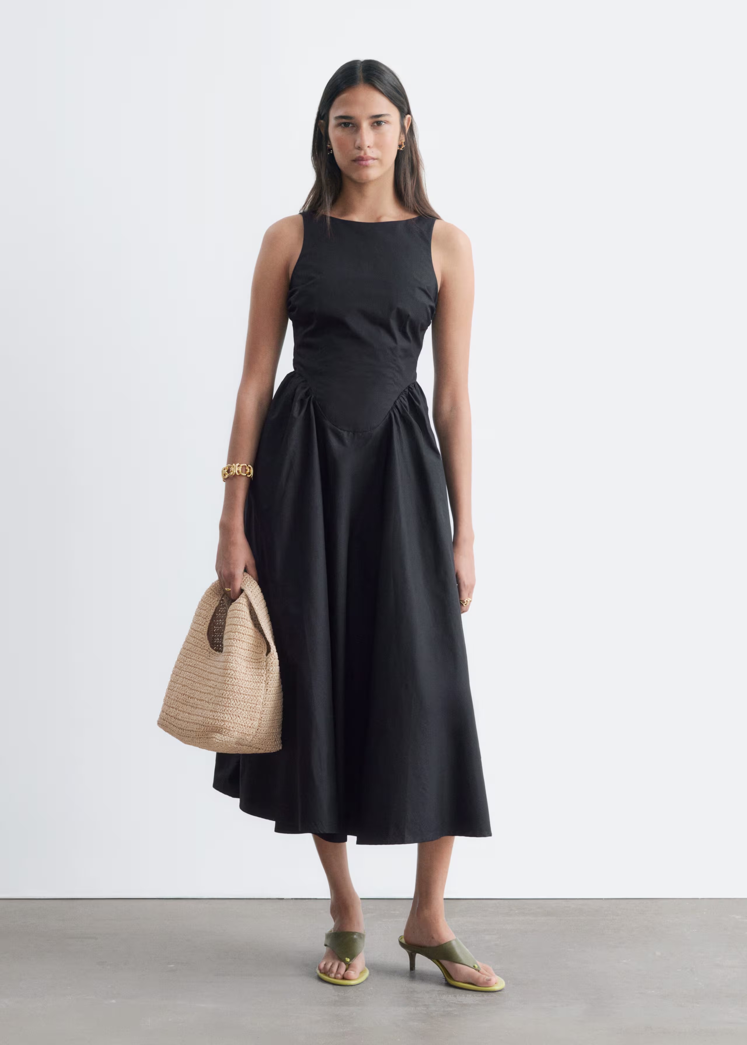 Tie-Back Midi Dress - Yellow