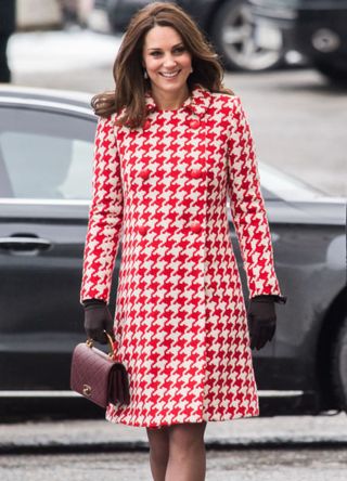 Kate Middleton in a 60s style Houndstooth coat