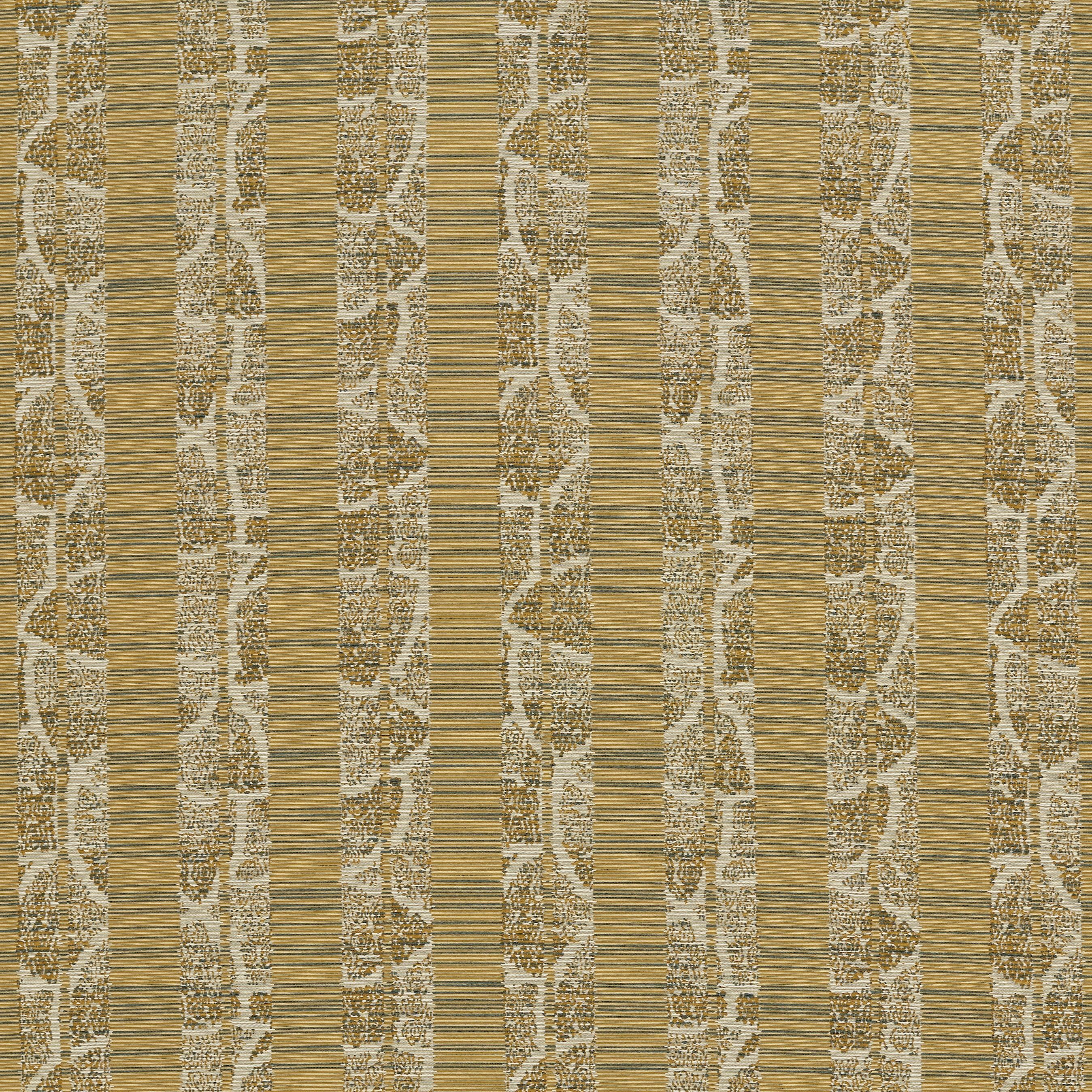 A striped outdoor textile pattern in a mustardy yellow by Zoffany.