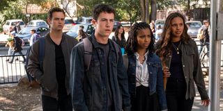 Brandon Flynn, Dylan Minnette, Grace Saif and Alisha Boe in 13 Reasons Why Season 4