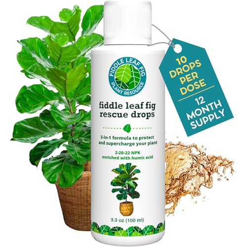 Fiddle Leaf Fig Rescue Drops by Fiddle Leaf Fig Plant Resource | 3-In-1 Liquid Fertiliser, Root Supplement &amp;amp; Immunity Booster (100ml - 3.3 Fluid Ounces)