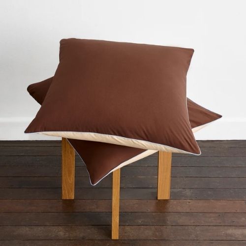 Bed Threads, Espresso, Vanilla &amp;amp; Sky Piped 100% Organic Cotton European Pillowcases (set of Two)