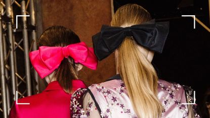 how to get shiny hair main image of backstage shot of models hair in shiny ponytail