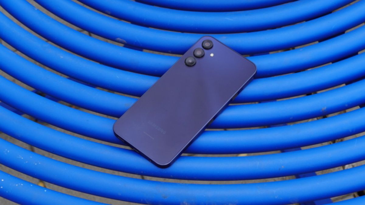 A Samsung Galaxy A15 5G on a table.